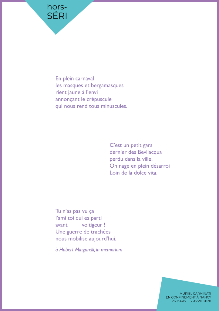 Une sélection de tankas écrits entre le 26 mars et le 2 avril 2020.